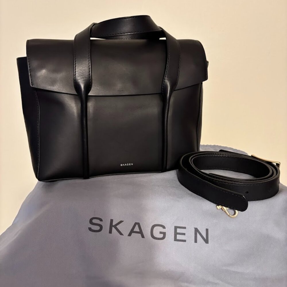 NEW SKAGEN Black Color Leather Handbag and Dust Bag - Picture 13 of 16